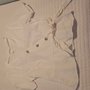 Linen poplin side tie shirt